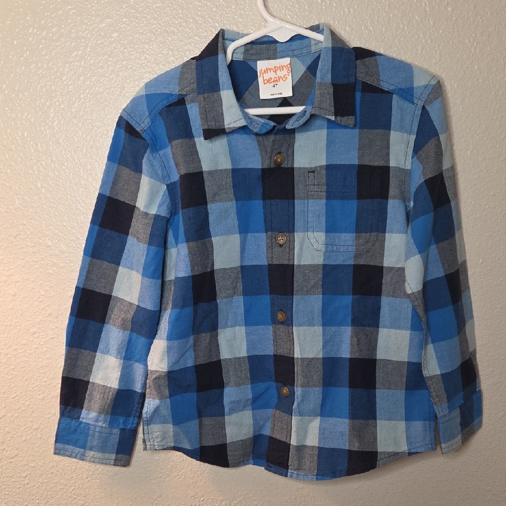 Jumping Beans Navy and Light Blue Plaid Shirt